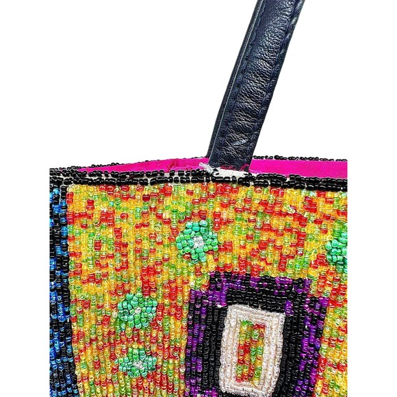 Christiana Beaded Multicolor Abstract Geometric Tote Purse - Picture 5 of 16